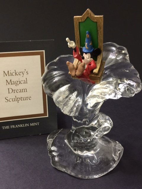 Disney "Mickey's Magical Dream Sculpture" w/COA: Amazing Piece/Hand Painted Pewter/Heavy Crystal Base Comes with Original COA from THE FRANKLIN MINT Multiple Photos Posted