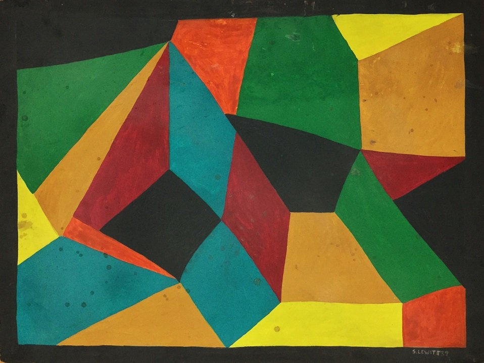 Attributed to SOL LEWITT (American, 1928-2007): Medium: Tempera on Cardboard, Date: 1989, Size: 18 x 23 ¾ in.