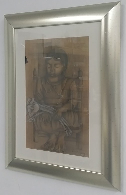 Mixed Media on Paper Signed Diego Rivera '39: frame approx 27"x19"