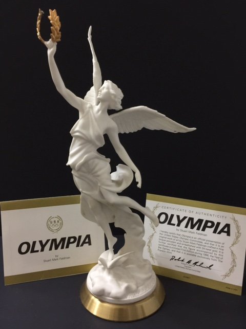 Beautiful Porcelain Statue by STUART MARK FELDMAN: 12" Tall - Titled "OLYMPIA" Comes with Gold Base & COA Hand Embellished in 24kt Gold - Hard to Find Distributed by The Franklin Mint - MUST SEE ALL PHOTOS