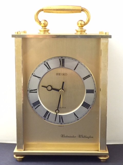 12" Tall SEIKO Westminster-Whittington Gold Clock: Great Looking Mantel Clock
