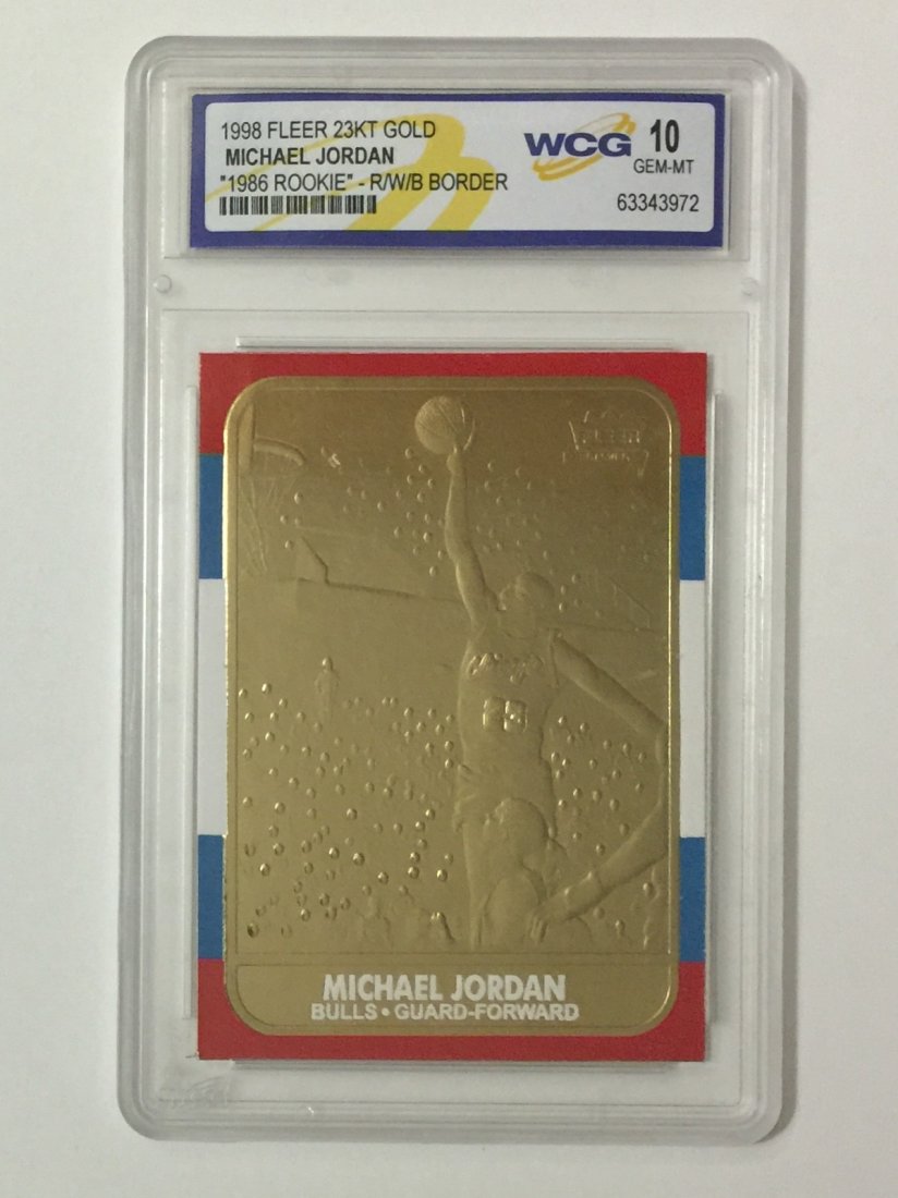 Gem 10 *1986* Fleer RWB MICHAEL JORDAN Rookie Card: GRADED GEM MINT 10