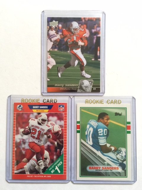 Lot of 3 BARRY SANDERS Rookie Football Cards: Lot of 3 BARRY SANDERS Rookie Football Cards