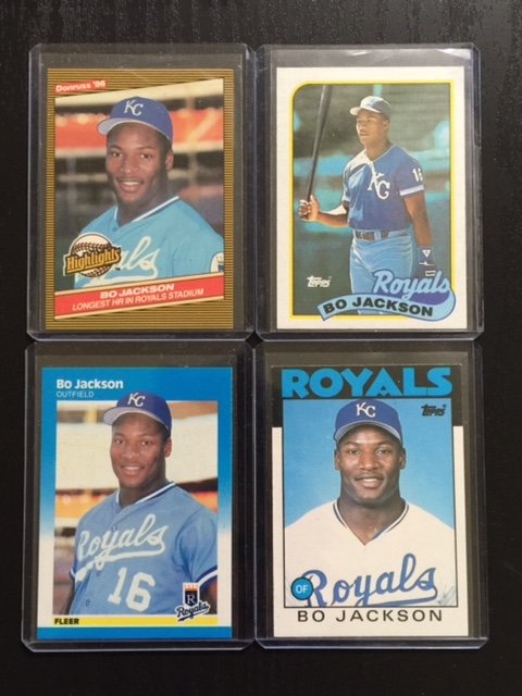 Lot of 4 BO JACKSON Rookie Baseball Cards: Lot of 4 BO JACKSON Rookie Baseball Cards