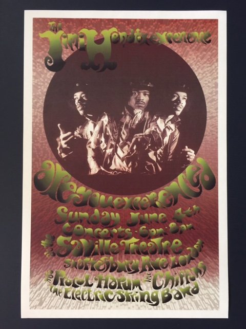 The JIMI HENDRIX Experience Concert Poster: 12" x 18", Actual print date unknown