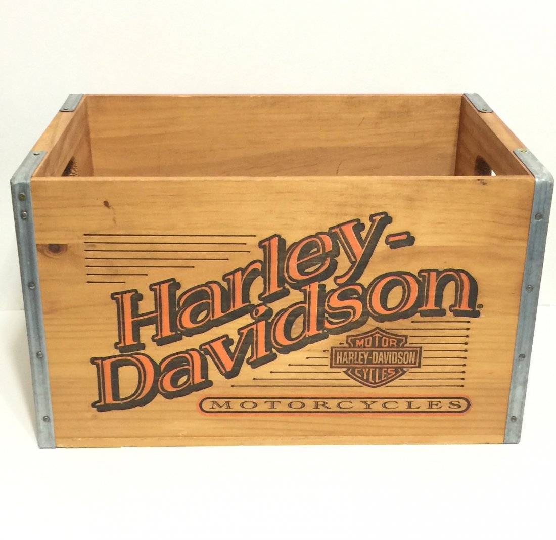 Vintage Style HARLEY-DAVIDSON Wood Crate: 18" x 13" x 12", Oil Bottle Delivery Crate Perfect Condition - See all Photos