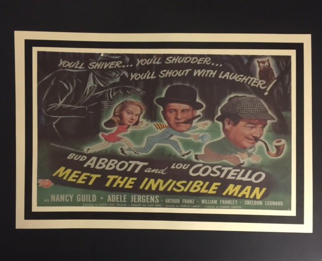 ABBOTT & COSTELLO Movie Theatre Lobby Card Poster: 12" x 18" - Abbott & Costello Meet the Invisible Man", Actual print date unknown.