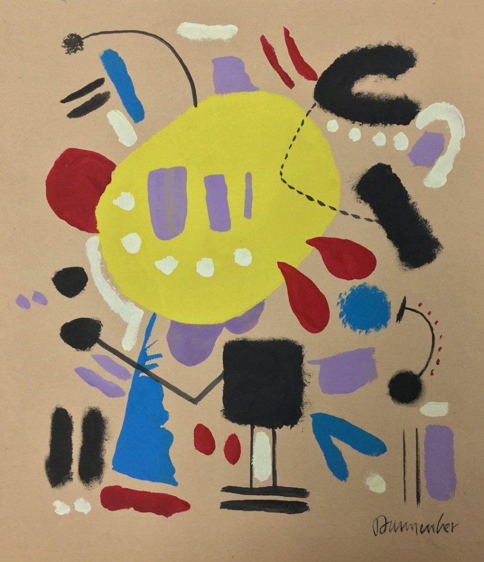 Attributed to: WILLI BAUMEISTER (Germany, 1889-1955): Medium: Gouache on Paper, Date: 1950s, Size: 12 ¼ x 10 ¾ in