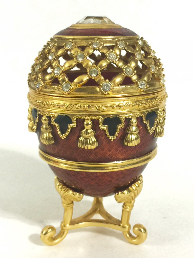 Signed FABERGE style Jewel/Enamel Trinket Box EGG: Stunning Piece from the Joan Rivers Collection Titled "The Lily of the Valley"- See all Photos