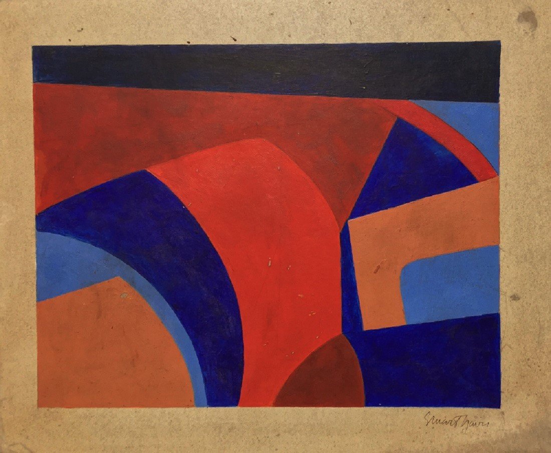 Attributed to: STUART DAVIS (American, 1894-1964): Medium: Mixed Media on Heavy Paper, Date: 1940s, Size: 14 x 17 in