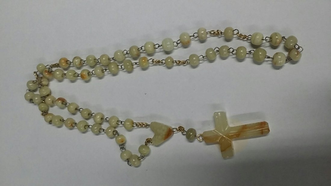 Antique Alabaster Rosary: Antique Alabaster Rosary
