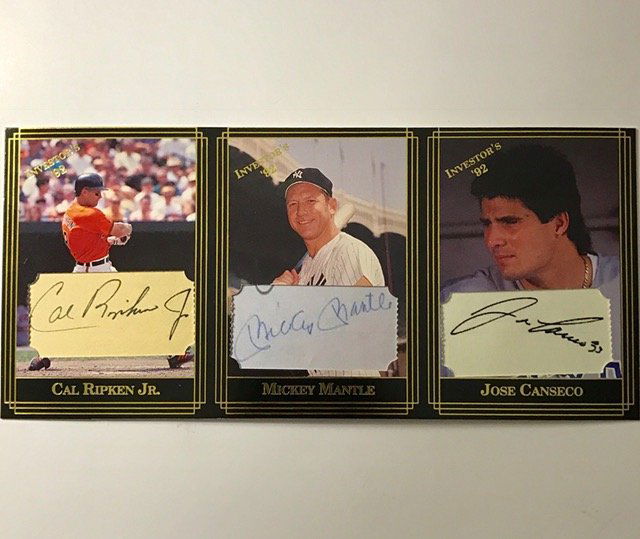 Rare INVESTOR'S Legends Un-Cut Baseball Card Trio (1 of 1)
