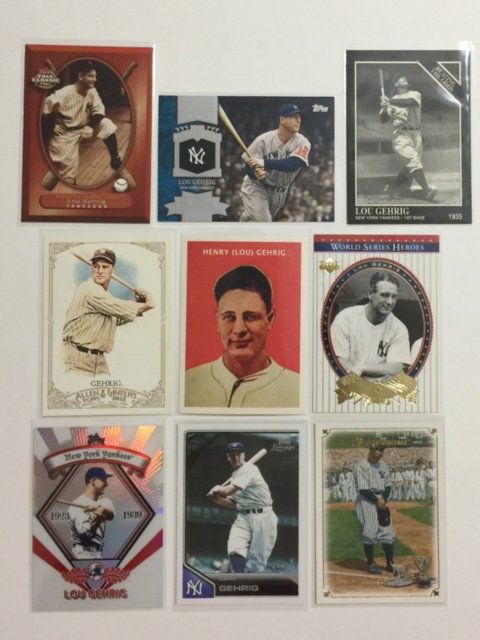 RARE Lot of 9 Mint LOU GEHRIG Baseball Cards (1 of 1)
