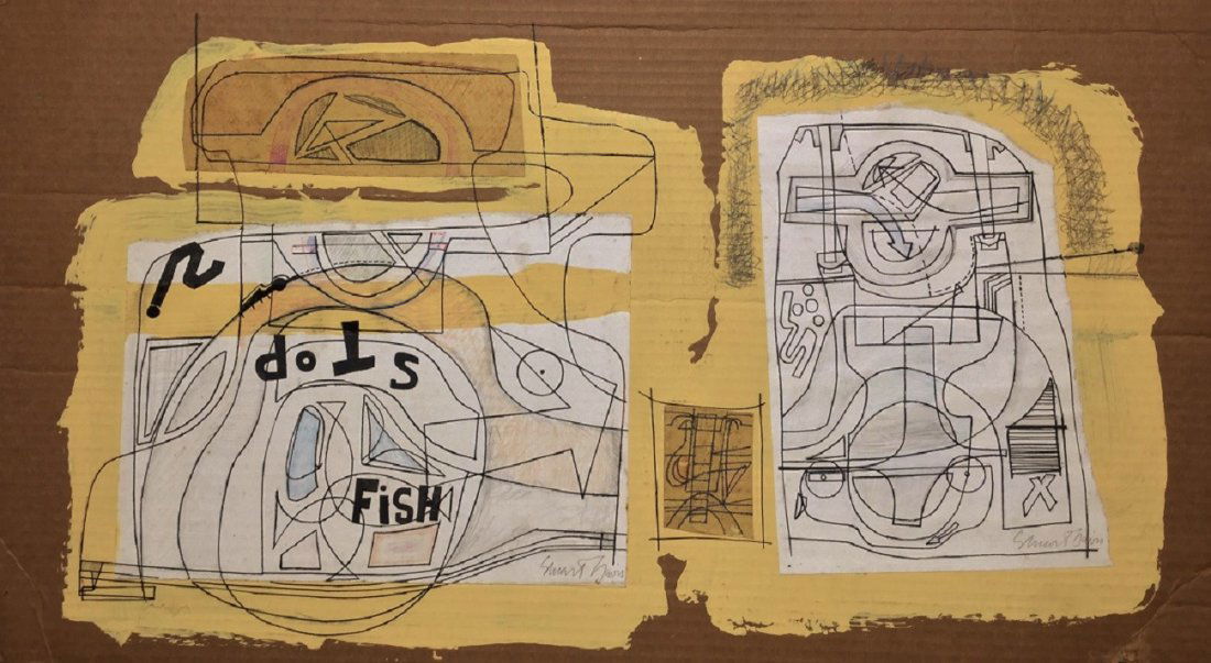 Attributed to: STUART DAVIS (American, 1894-1964): Medium: Mixed Media on Paperboard, Date: 1950s, Size: 15 ½ x 26 in.