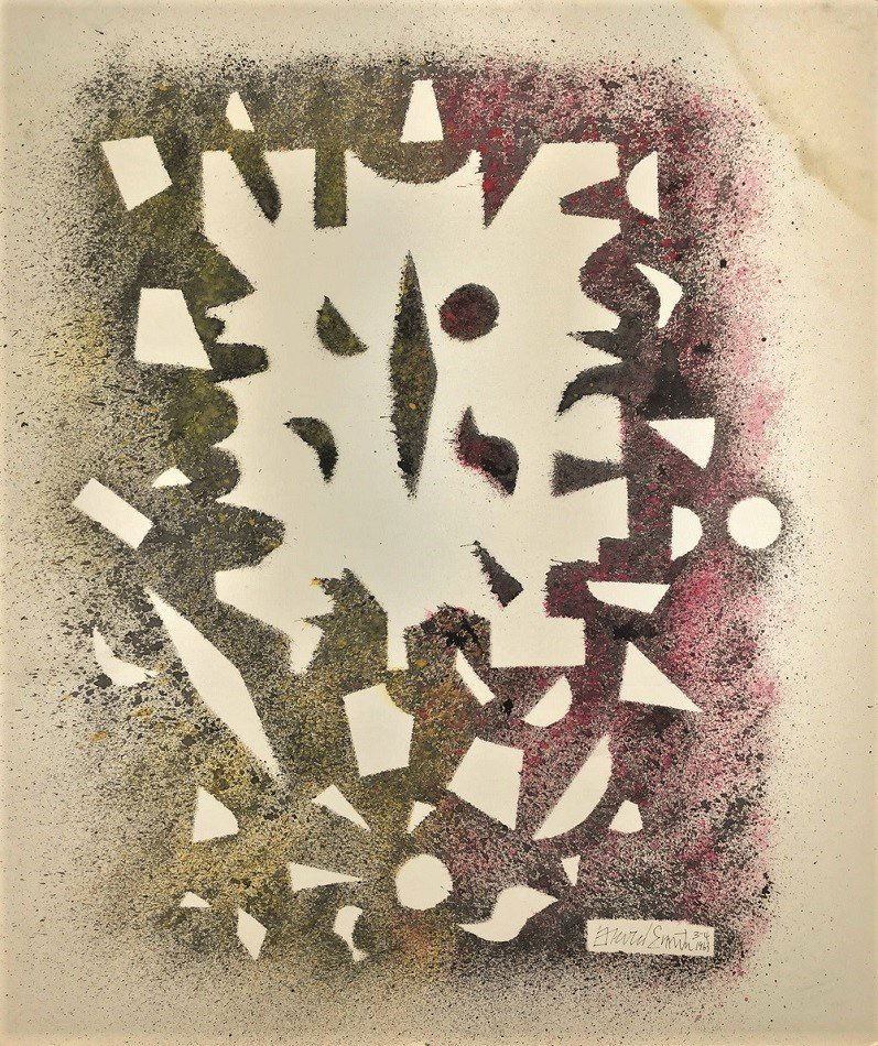 Attributed to: DAVID SMITH (American, 1906-1965): Medium: Spray Paint (enamel) on Heavy Paper, Date: 3.4.63, Size: 20 x 17 in.