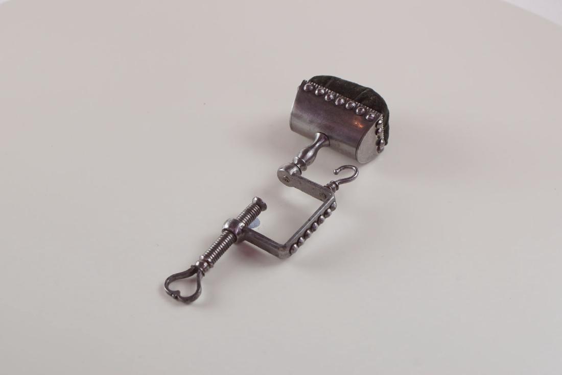 Fine Georgian cut steel pin cushion clamp (1 of 2)