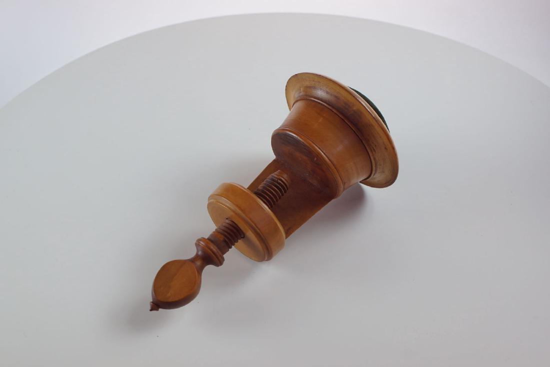 Fruit wood pin cushion Treen table clamp (1 of 2)