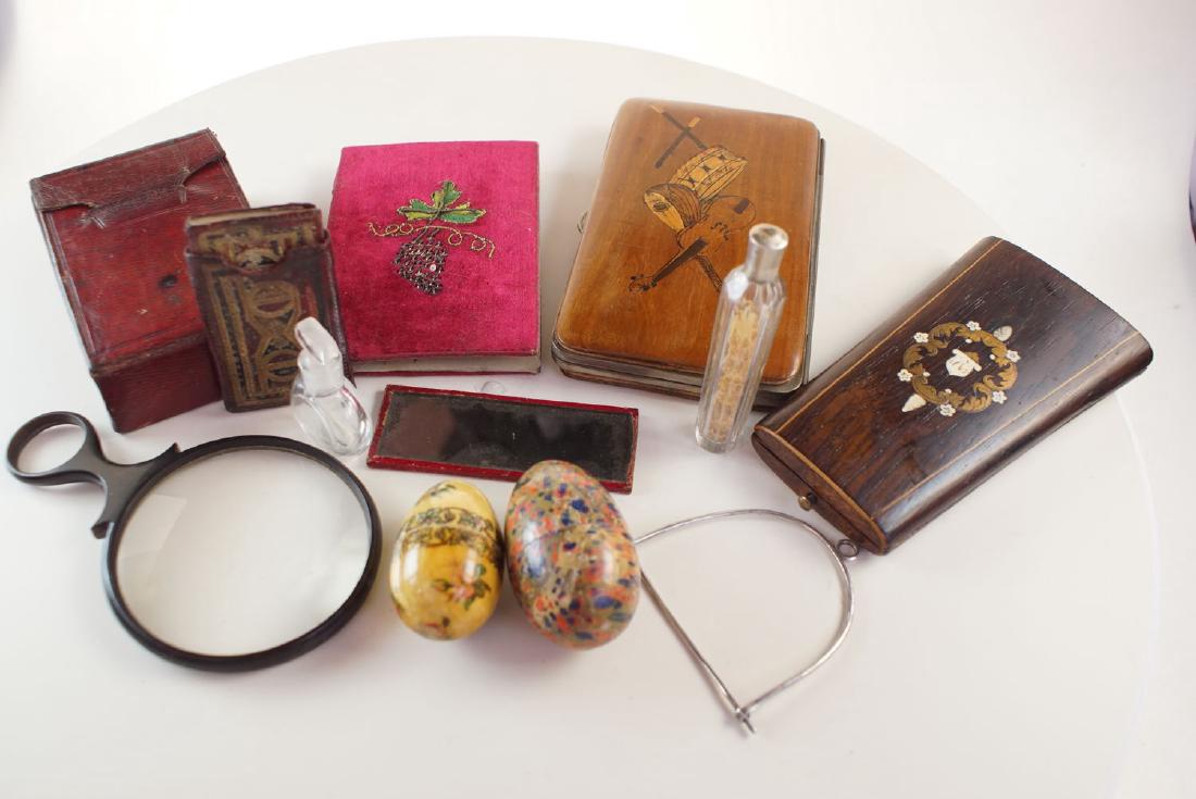 Two Painted  egg shaped wood boxes (1 of 2)