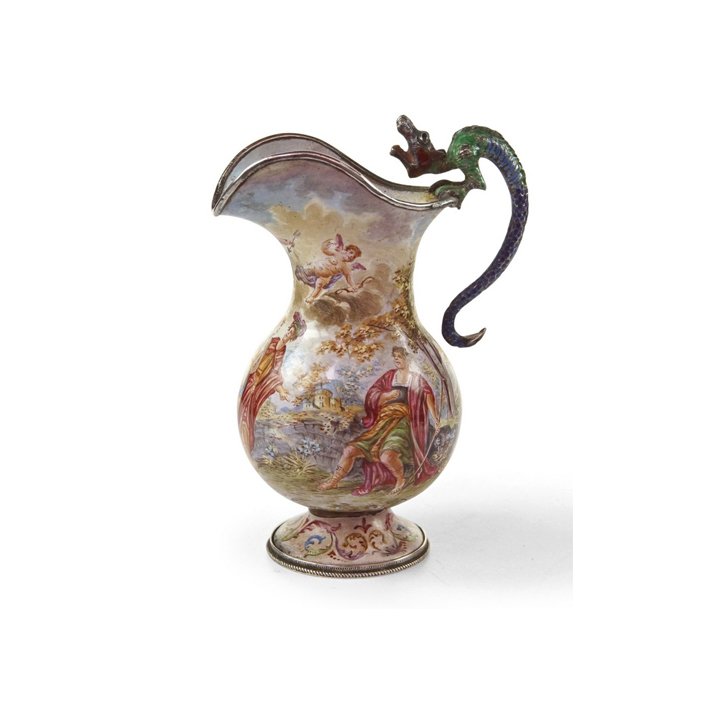 Viennese Enamel Silver Mounted Pitcher (1 of 2)