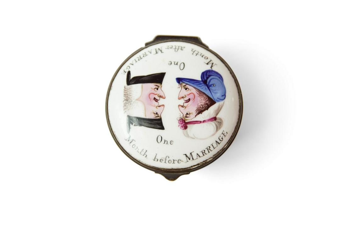 A Rare Bilston Enamel Patch Box (1 of 2)