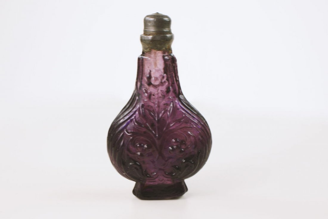 Amethyst Glass Mold Blown Scent Bottle (1 of 2)