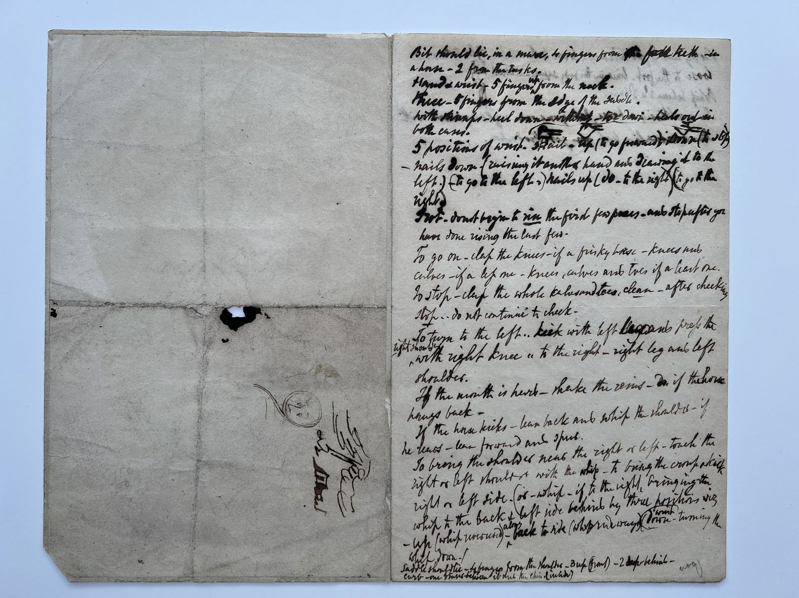 An original short manuscript by Robert Browning, titled, Instructions for Riding. Unsigned,: An original short manuscript by Robert Browning, titled, Instructions for Riding. Unsigned, provenance, The Robert Browning Settlement collection.