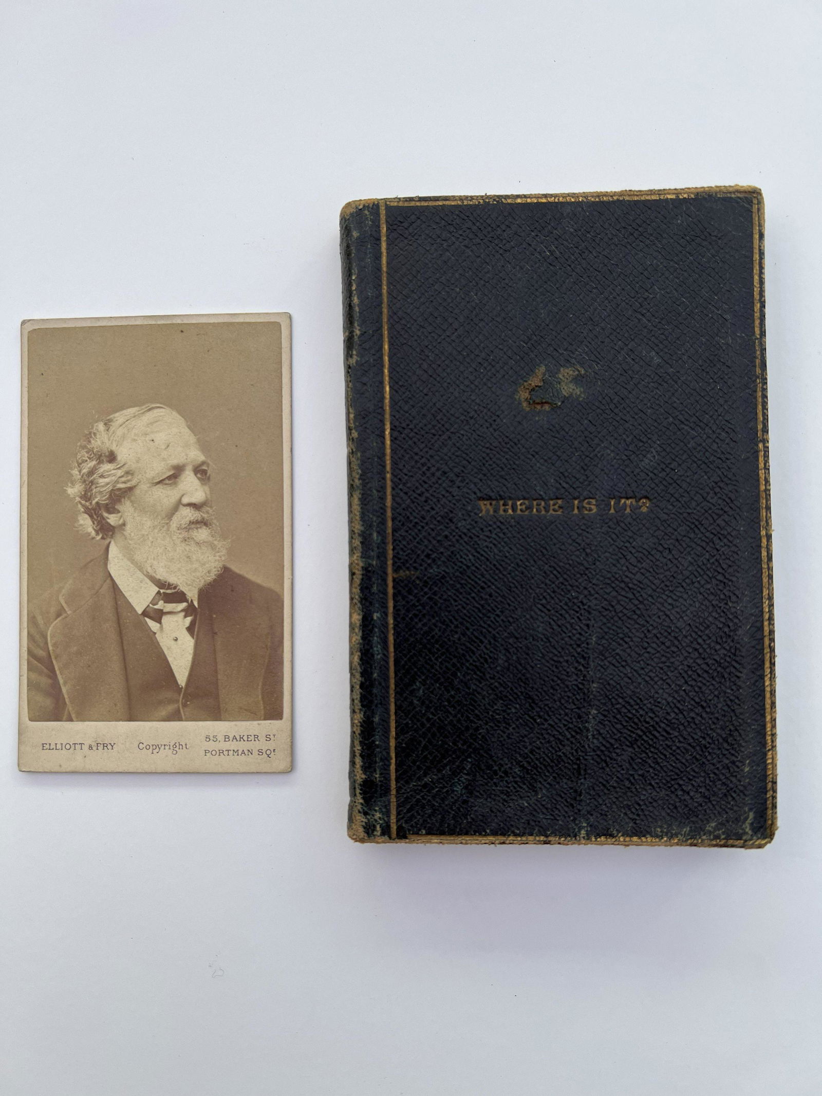 Robert Browning address book containing names and addresses for friends and acquaintances including: Robert Browning address book containing names and addresses for friends and acquaintances including Matthew Arnold, W.Gladstone, J.Milsand and Lord Tennyson together with Small photo card of Robert Br