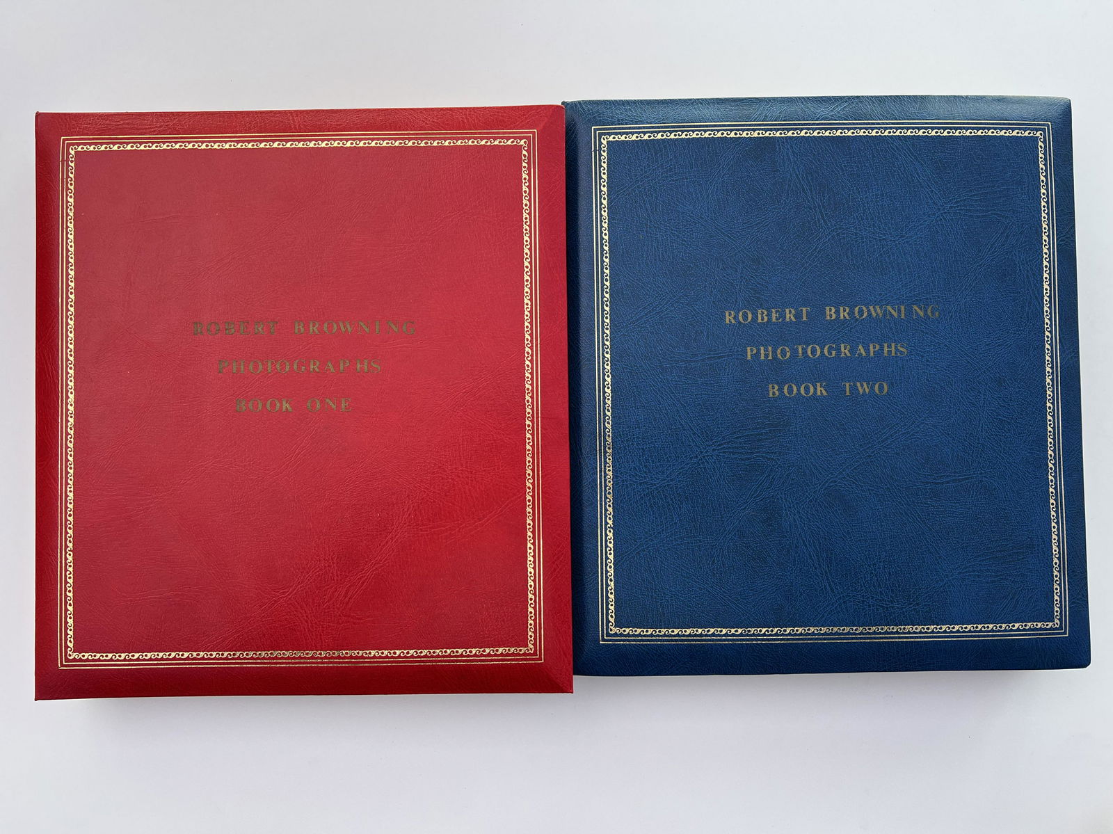 2 albums tilted Robert Browning photographs book 1/2 including portrait photos and prints of RB, RBB: 2 albums tilted Robert Browning photographs book 1/2 including portrait photos and prints of RB, RBB and EBB. Including signed photos for Sarianna Browning and Fannie Barrett Browning. (Approximately