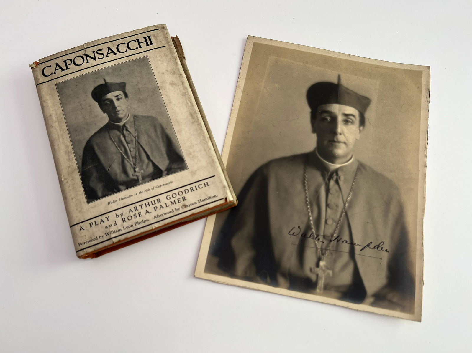 A copy of Caponsacchi, a play in 3 acts after the Epilogue based on Robert Brownings poem The Ring: A copy of Caponsacchi, a play in 3 acts after the Epilogue based on Robert Brownings poem The Ring and The Book, signed by Walter Hampden and Edith Barrett together with an autographed photo of Walter