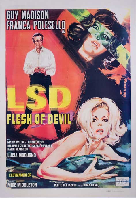 LSD FLESH OF DEVIL (1967) 27x41 poster on linen drug (1 of 1)
