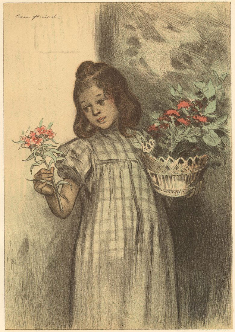 BOUQUETIERE 1899 1900 lithograph Paris flowers (1 of 1)