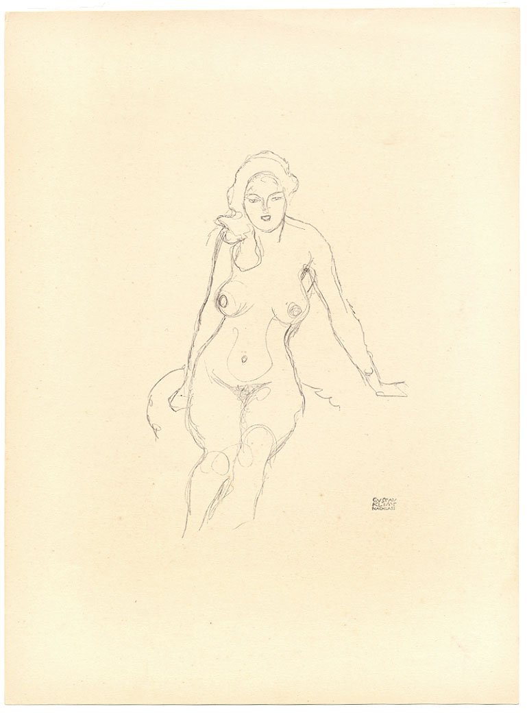 KLIMT ORIGINAL 1922 Lithograph Erotic drawing: Gustav Klimt. "50 Handzeichnungen," ed. of 375. Antique lithograph, 1922. 8" x 10.5" Artwork sold by the well-respected Century Guild gallery in Los Angeles, established 1999. All artworks guaranteed 