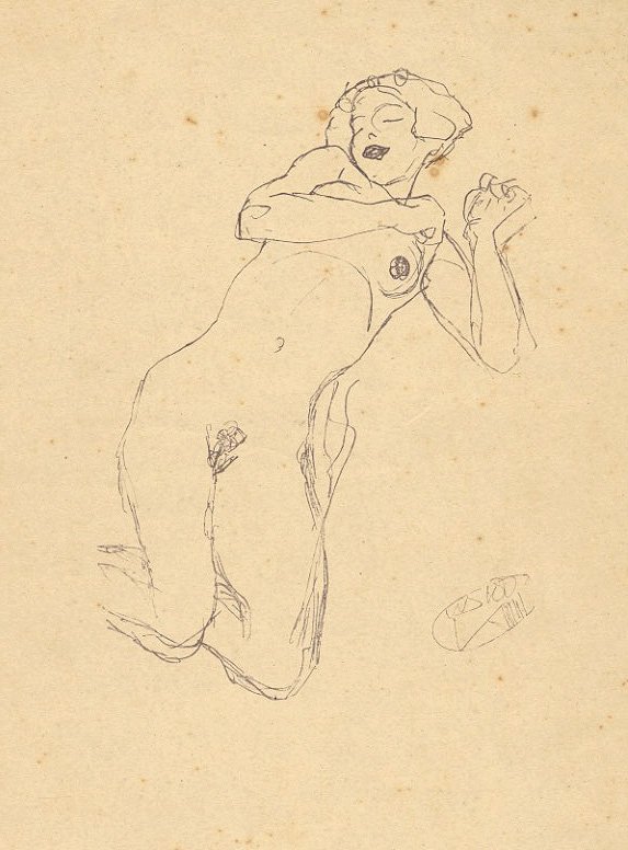 GUSTAV KLIMT 1922 ANTIQUE Lithograph reclining nude: Gustav Klimt. Reclining nude. "50 Handzeichnungen," ed. of 375. Antique lithograph, 1922. 7.87 x 10.5" Artwork sold by the well-respected Century Guild gallery in Los Angeles, established 1999. All ar