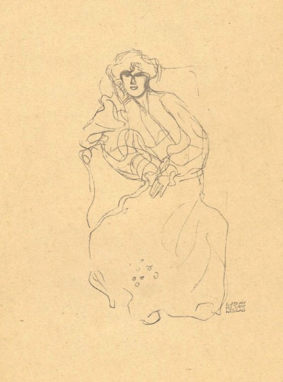 GUSTAV KLIMT 1922 ANTIQUE Lithograph with dress (1 of 1)