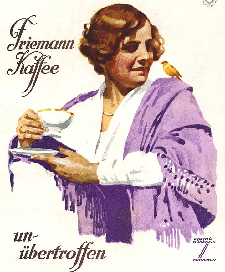 FREIMANN KAFFEE lithograph Hohlwein German society (1 of 1)