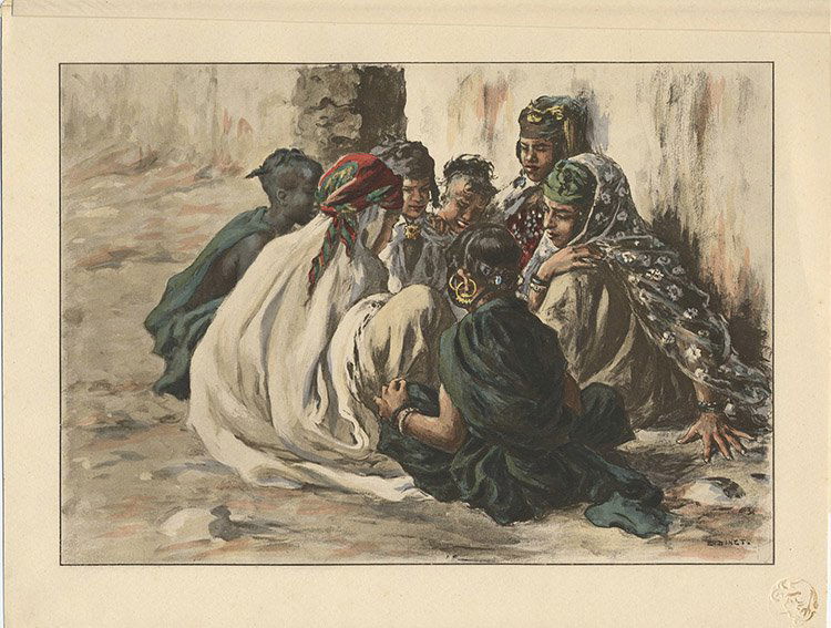 JEUX DE FILLETTES 1900 lithograph ethnic (1 of 1)