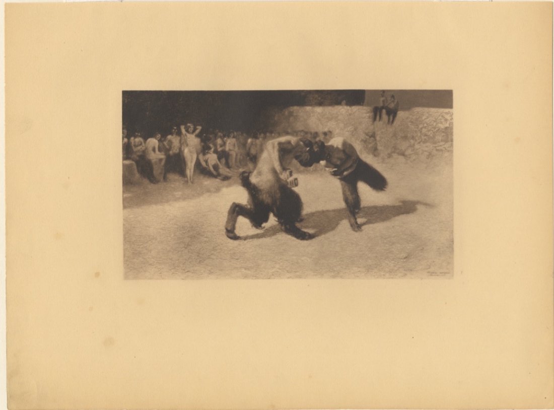 SATYRS Franz von Stuck lithograph c. 1890: Franz von Stuck, German. Antique lithograph, edition of approx 300, c. 1890. 12" x 9" Artwork sold by the well-respected Century Guild gallery in Los Angeles, established 1999. All artworks guaranteed