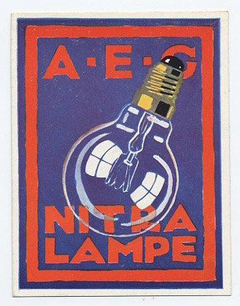 A.E.G. NITRALAMPE lightbulb German lithograph c. 1916 (1 of 1)