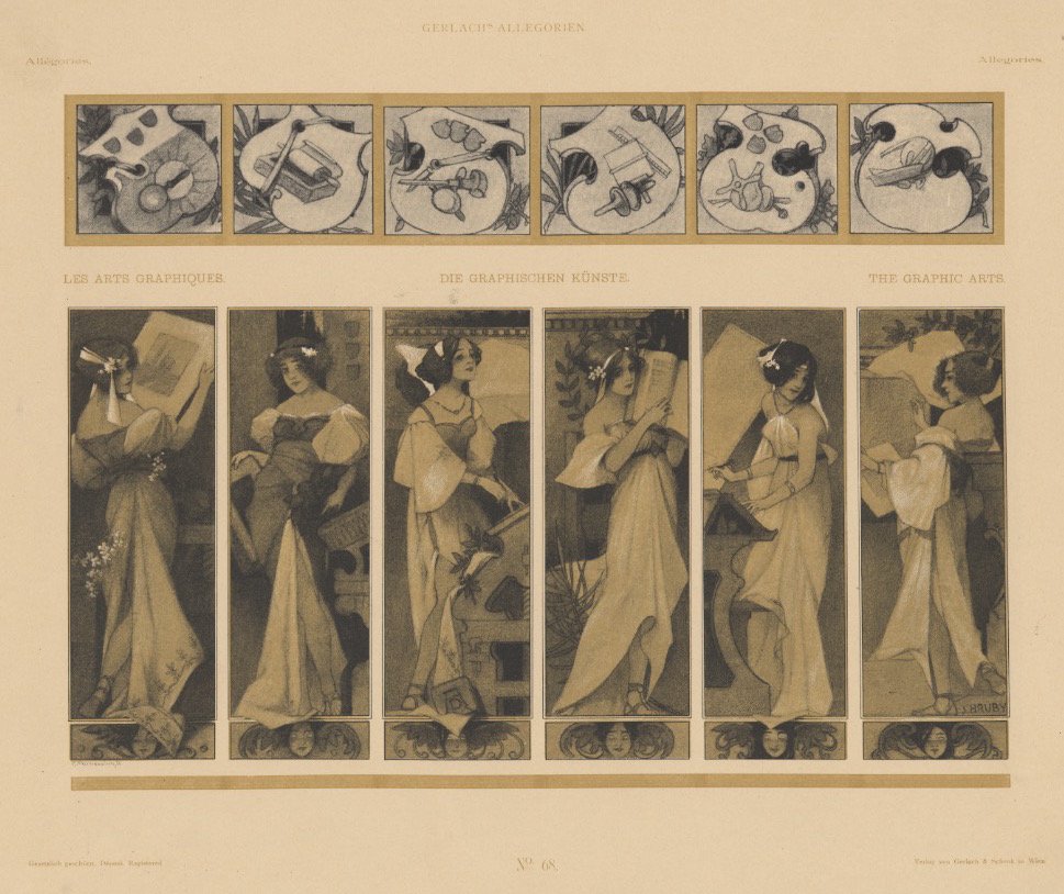 THE GRAPHIC ARTS symbolist lithograph (1 of 1)