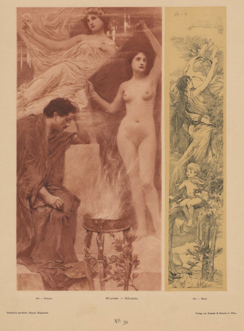 ART-MUSIC symbolist lithograph 1895 (1 of 1)