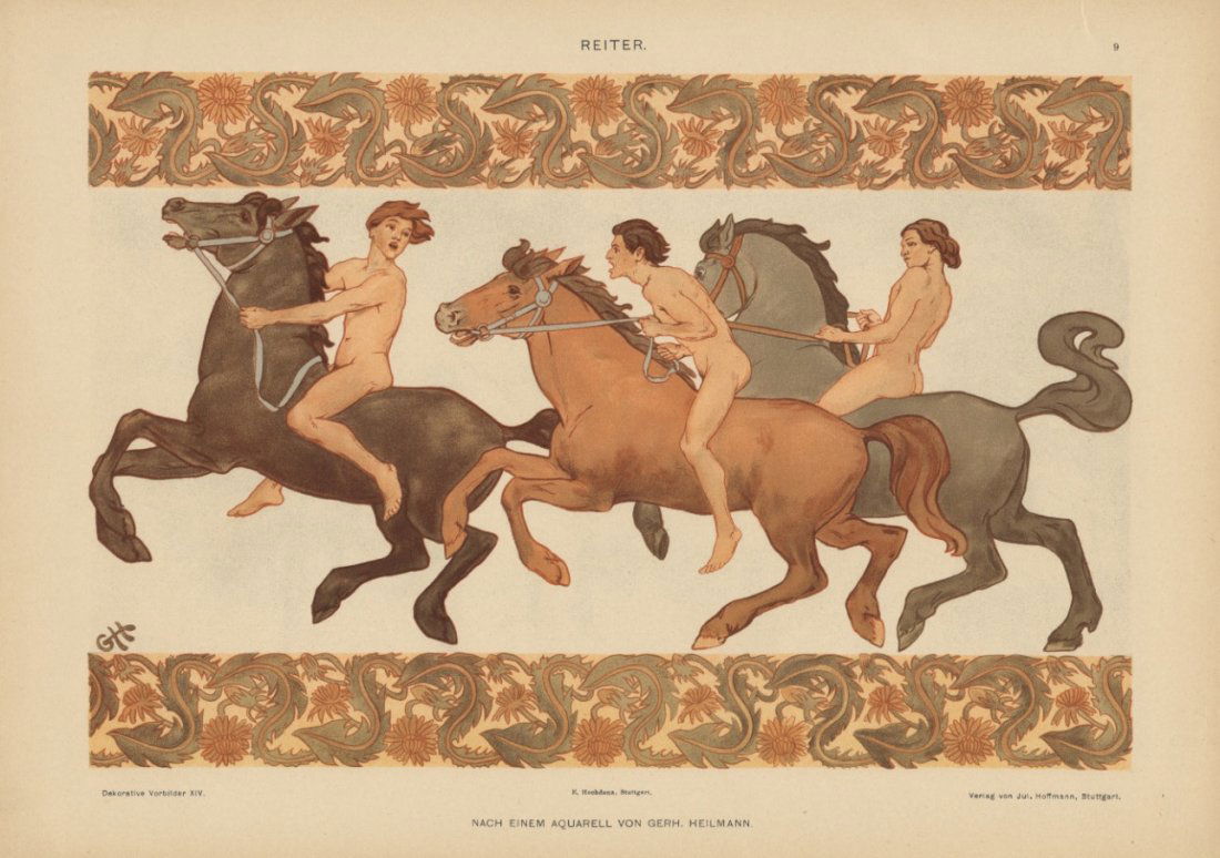 REITER horses 1895 lithograph (1 of 1)