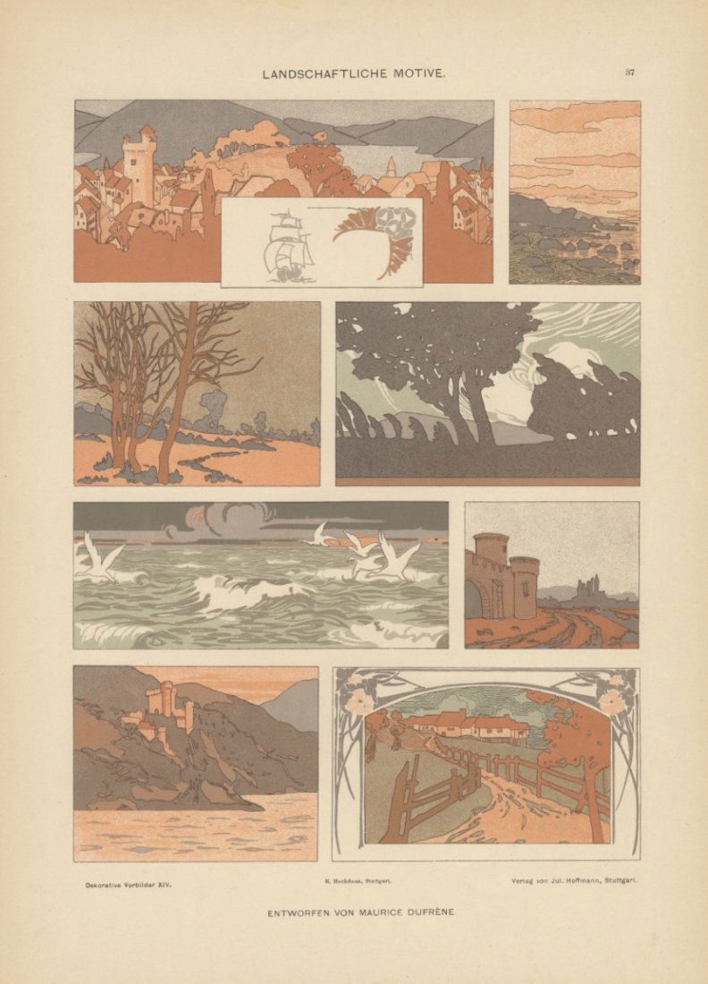 LANDSCHAFTLICHE MOTIVE landscapes 1895 lithograph (1 of 1)