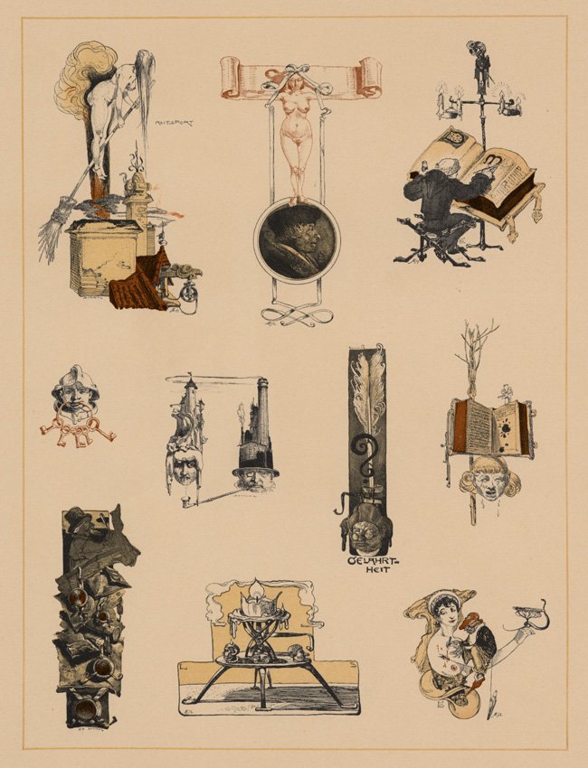 Symbolist lithograph Witches Manuscripts 1895 (1 of 3)