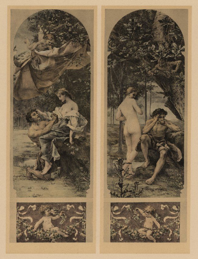 Symbolist lithograph Love Cherubs 1895 (1 of 3)