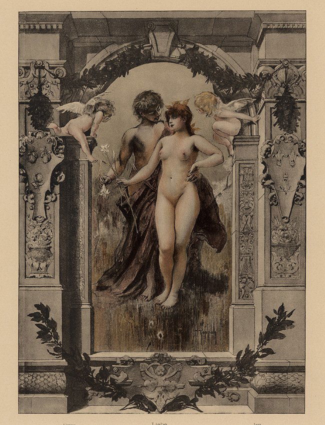 Love Symbolist lithograph cherubs 1895 (1 of 4)