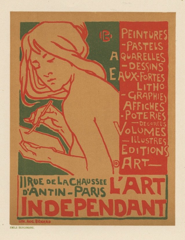 Art Independant Berchmans nouveau lithograph 1897 (1 of 1)
