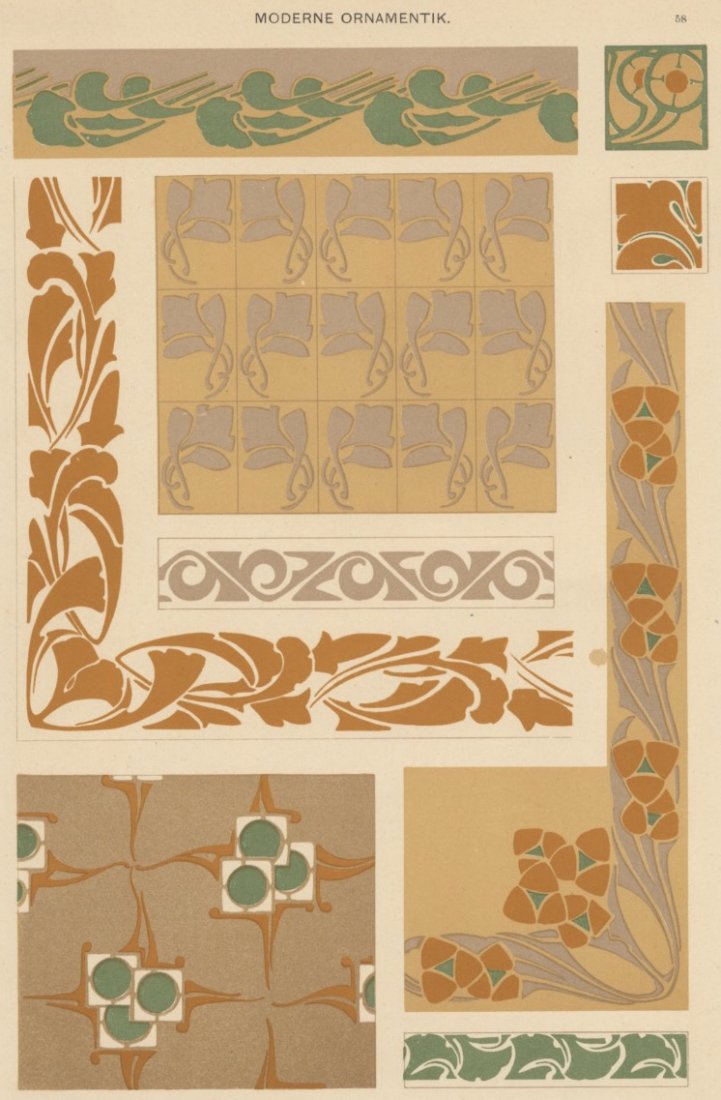 Moderne Ornamentik art nouveau lithograph 1895 (1 of 1)