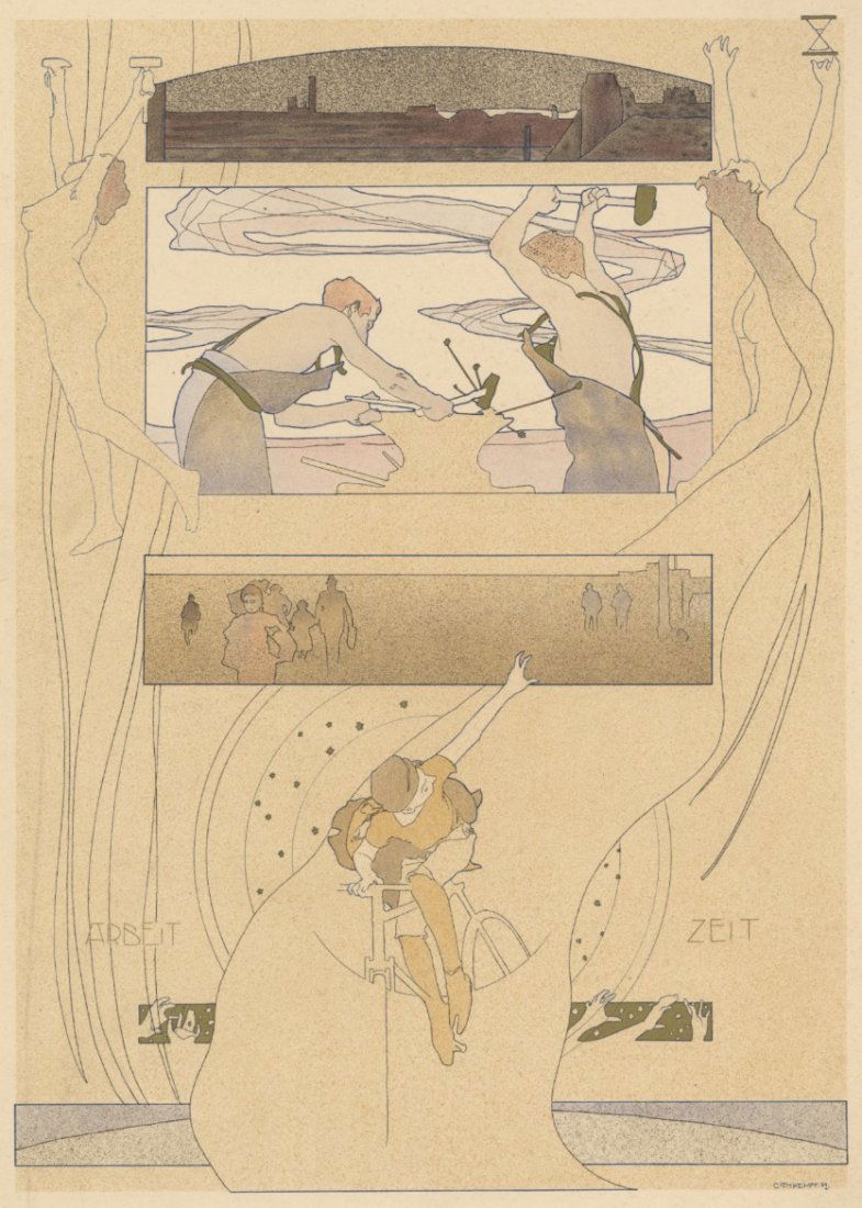 Work-Time symbolist lithograph 1895 (1 of 1)