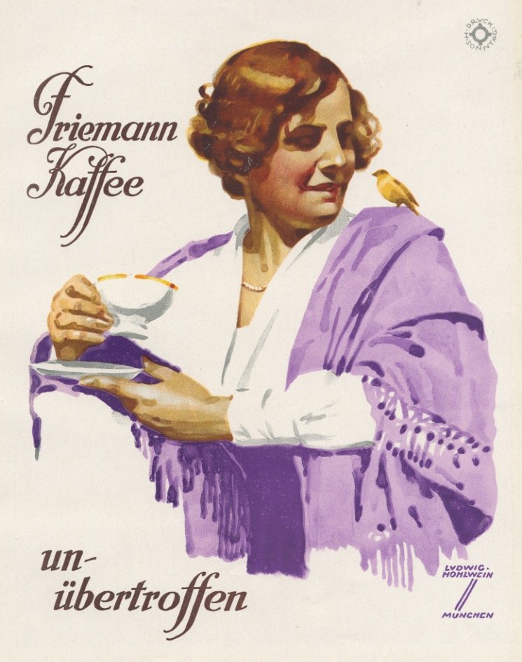 Friemann Kaffee Hohlwein society lithograph 1920 (1 of 1)