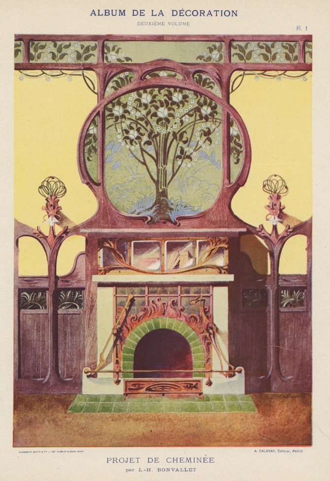 PROJET DE CHEMINEE furniture nouveau lithograph 1900 (1 of 1)